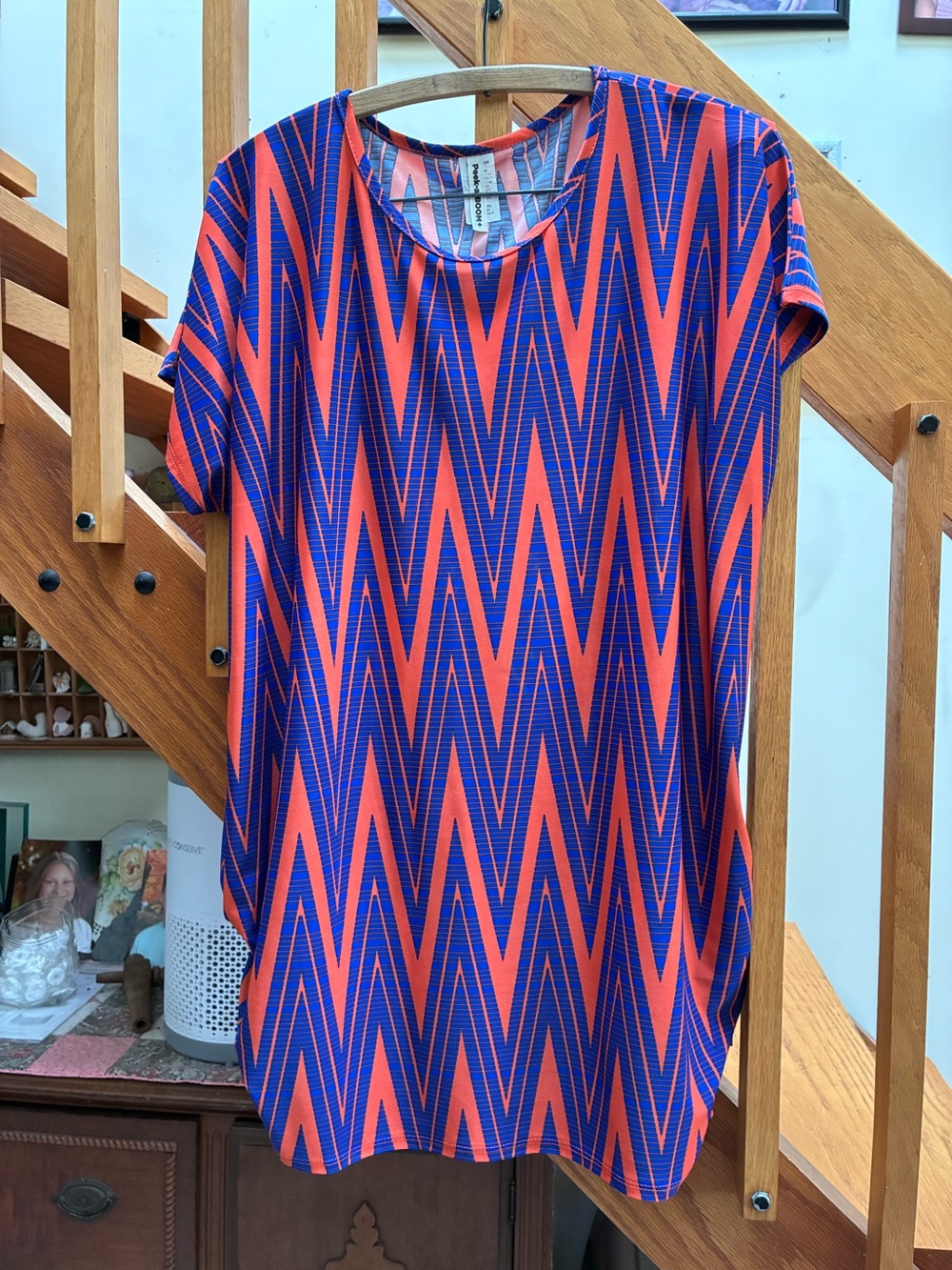Peekaboom 2X Bold Chevron Shirt in Bright Blue & Orange